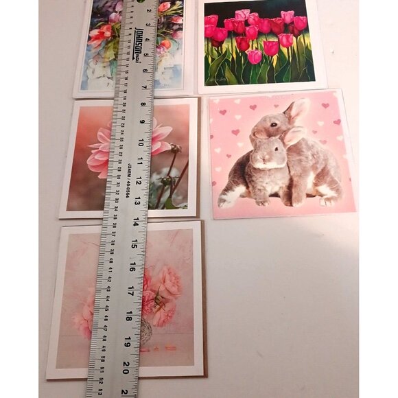 Tracks Publishing NEW Greeting Cards Lot of 5 Flowers Bunnies In original Packag - Picture 7 of 13